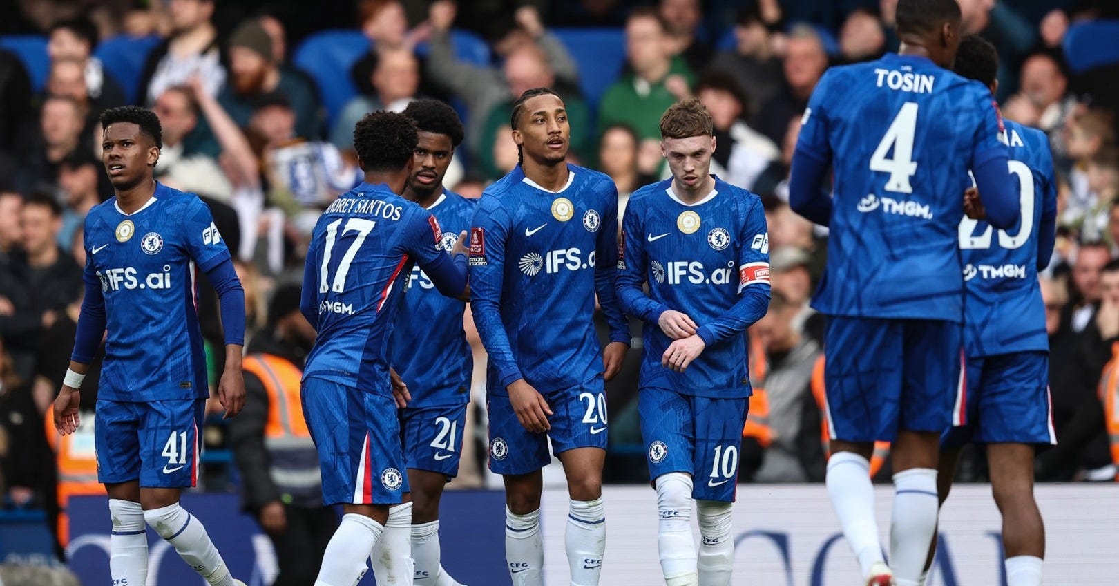 Chelsea's young squad together on the pitch